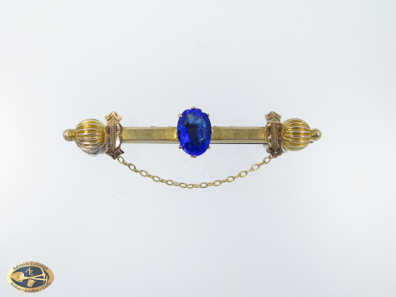 9ct Antique Blue Stone Brooch - Adelaide Exchange